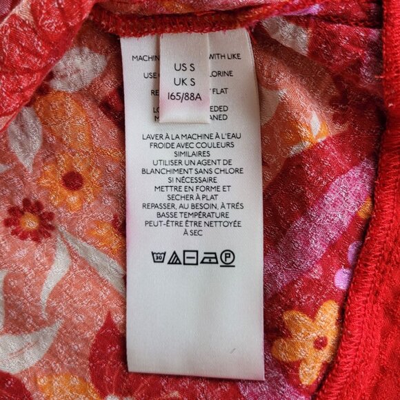 Free People I Dare You Floral Mixed Print red bohemian swing tank size S EUC - Picture 8 of 9